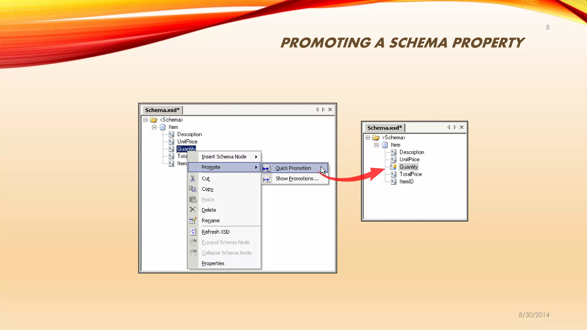 PROMOTING A SCHEMA PROPERTY
8/30/2014
8
 