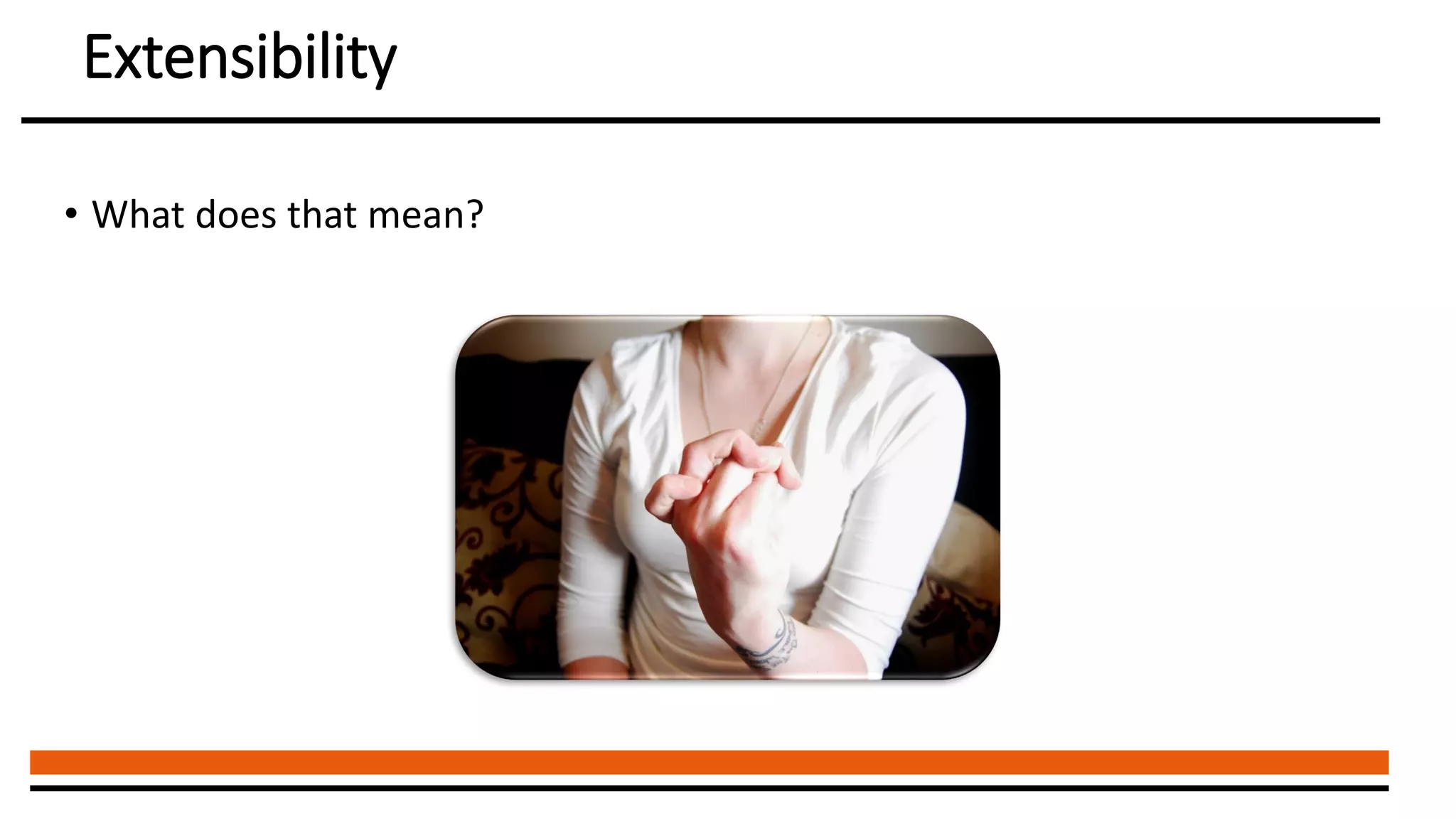 Extensibility
• What does that mean?
 