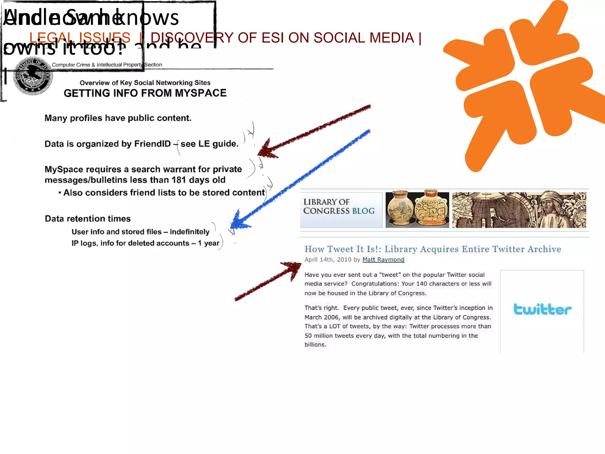 LEGAL ISSUES  |  DISCOVERY OF ESI ON SOCIAL MEDIA | Uncle Sam knows social media and he knows how to get it And now he owns it too! 