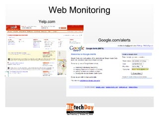 Web Monitoring Yelp.com  Google.com/alerts  