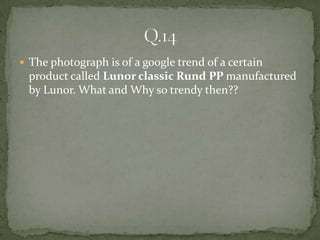 The photograph is of a google trend of a certain
 product called Lunor classic Rund PP manufactured
 by Lunor. What and Why so trendy then??
 