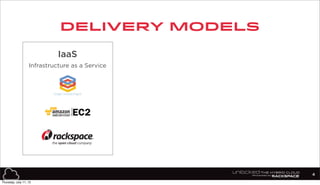 delivery models
IaaS
Infrastructure as a Service
4
Thursday, July 11, 13
 