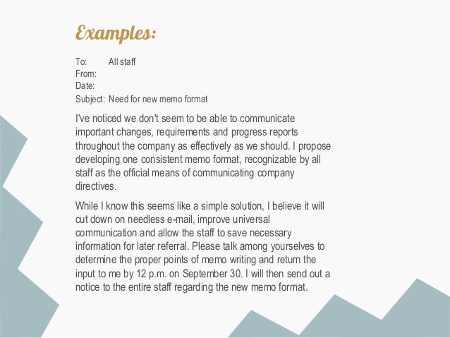 write a short memo report with some recommendations example of a memo report
