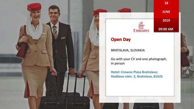 Emirates Cabin Crew Open day June 2019