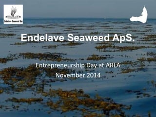 Endelave Seaweed ApS. 
EntrepreneurshipDay at ARLA 
November 2014  