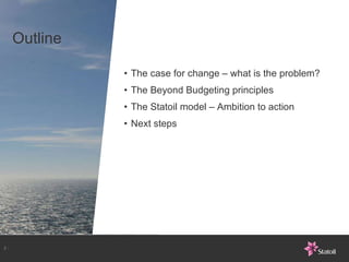 Outline <ul><li>The case for change – what is the problem? </li></ul><ul><li>The Beyond Budgeting principles </li></ul><ul...