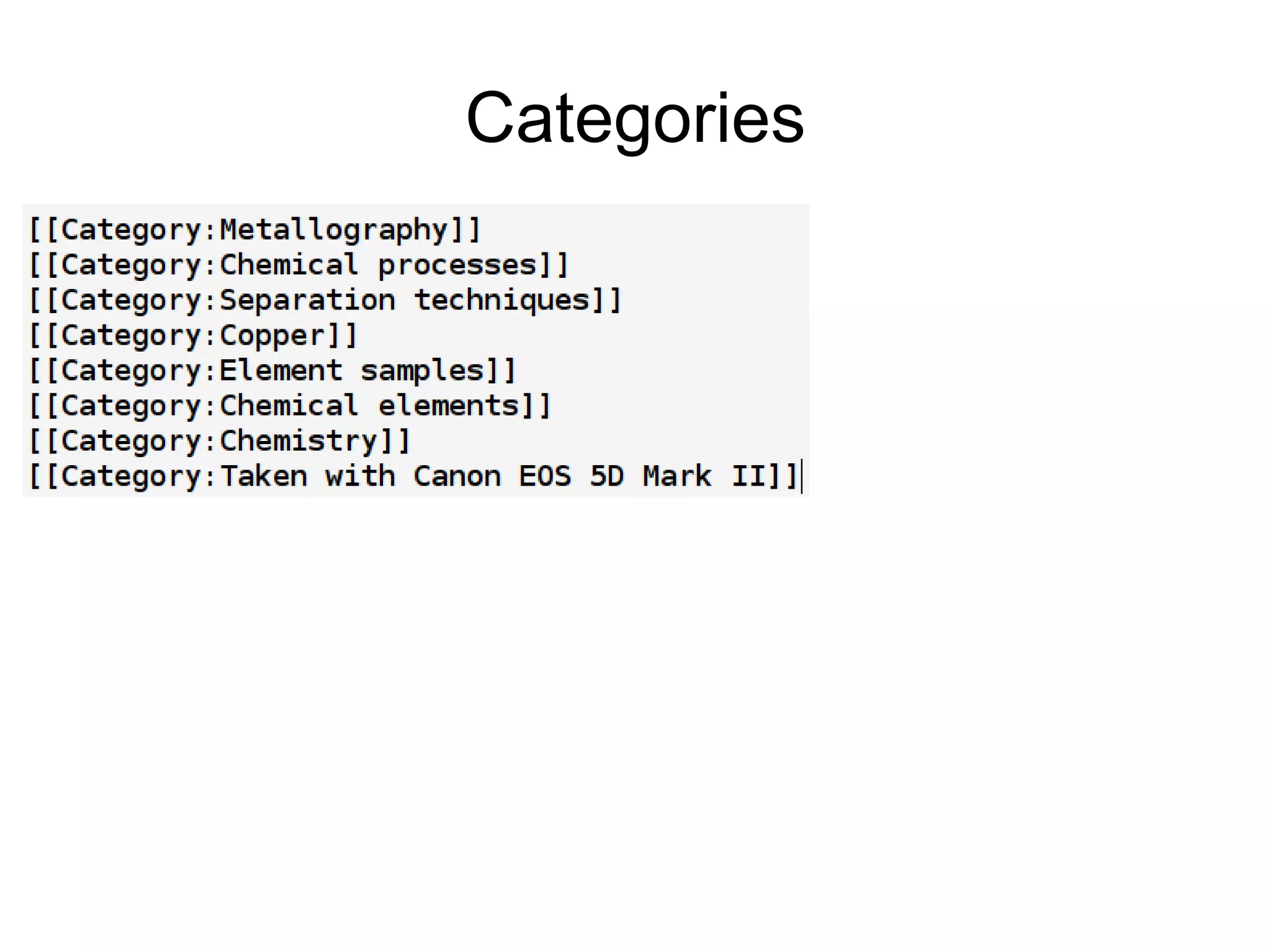 Categories
 