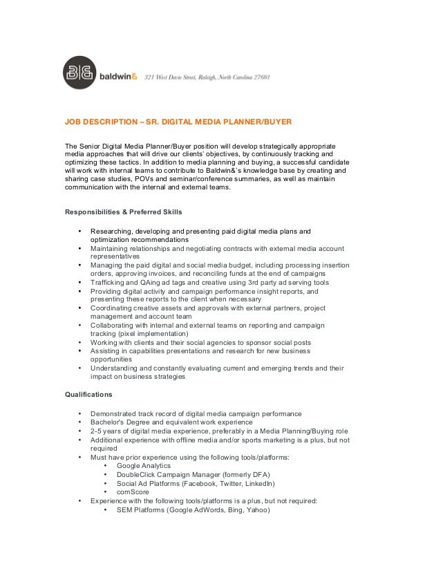 digital media plannerbuyer the senior digital media planner