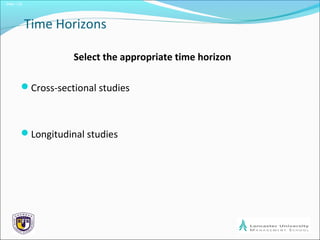 Slide 1.23
Time Horizons
Select the appropriate time horizon
Cross-sectional studies
Longitudinal studies
 