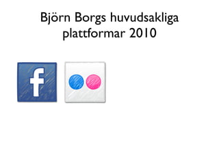 Björn Borgs huvudsakliga
    plattformar 2010
 