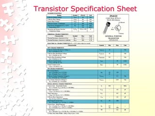 Transistor Specification Sheet
 