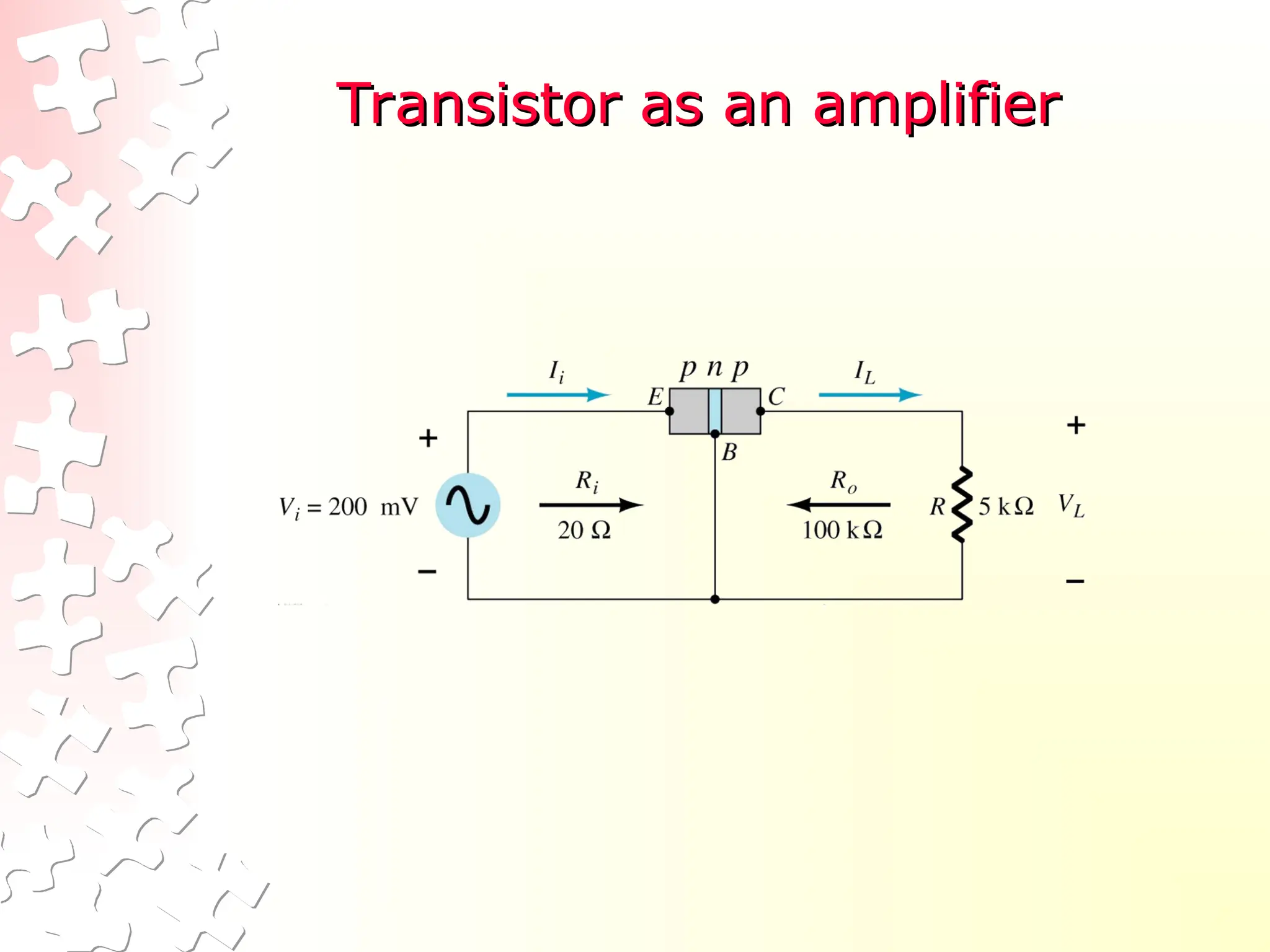 Transistor as an amplifier
Transistor as an amplifier
 