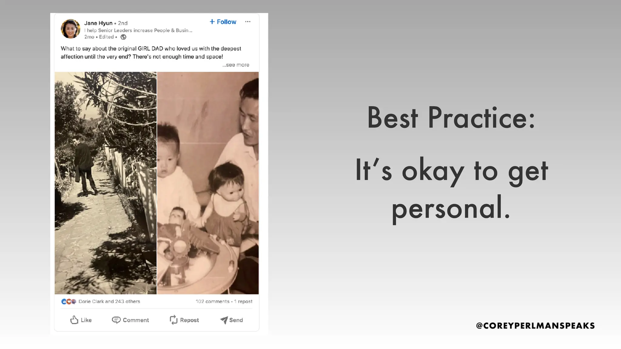 Best Practice:
It’s okay to get
personal.