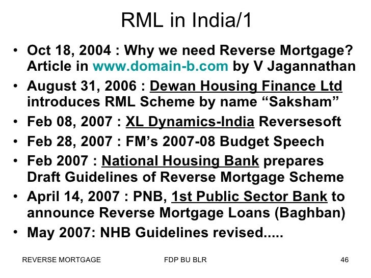 Reverse Mortgage in India Reverse Mortgage in India