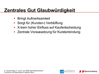 Bringt Aufmerksamkeit Sorgt für (Kunden-) Verblüffung X-trem hoher Einfluss auf Kaufentscheidung Zentrale Voraussetzung für Kundenbindung Zentrales Gut Glaubwürdigkeit 
