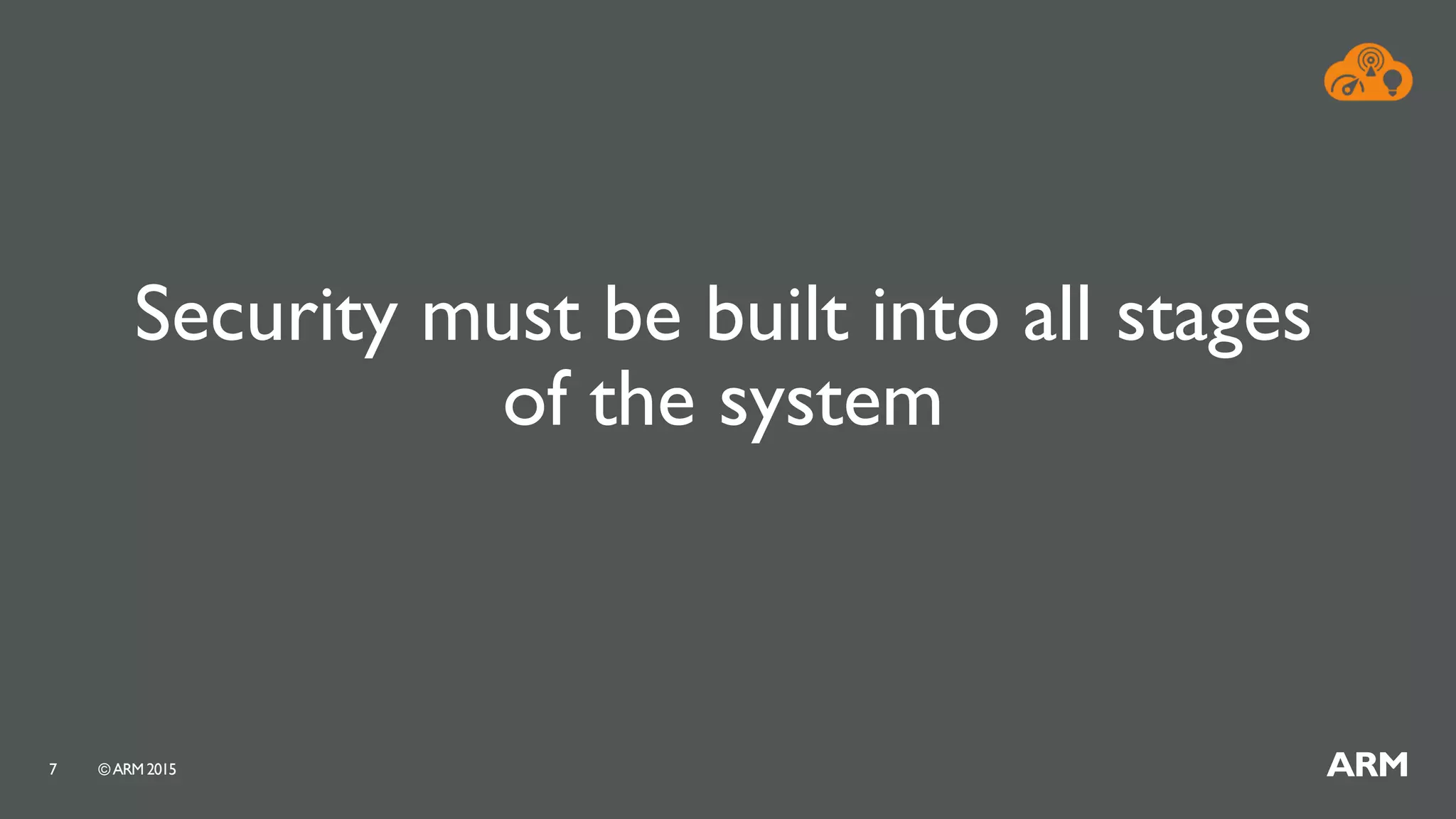 ©ARM 20157
Security must be built into all stages
of the system
 