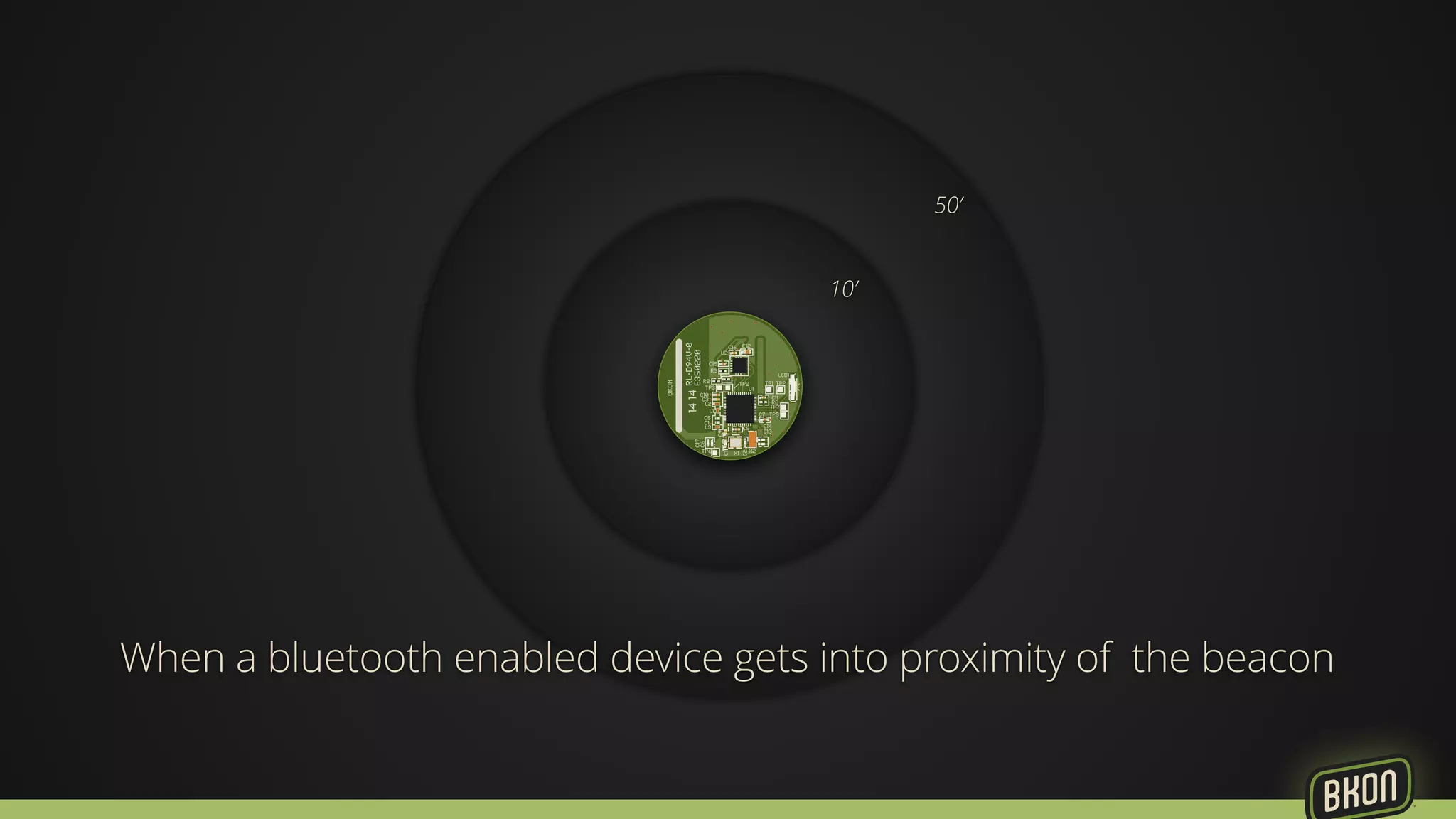 10’ 
50’ 
When a bluetooth enabled device gets into proximity of the beacon 
 