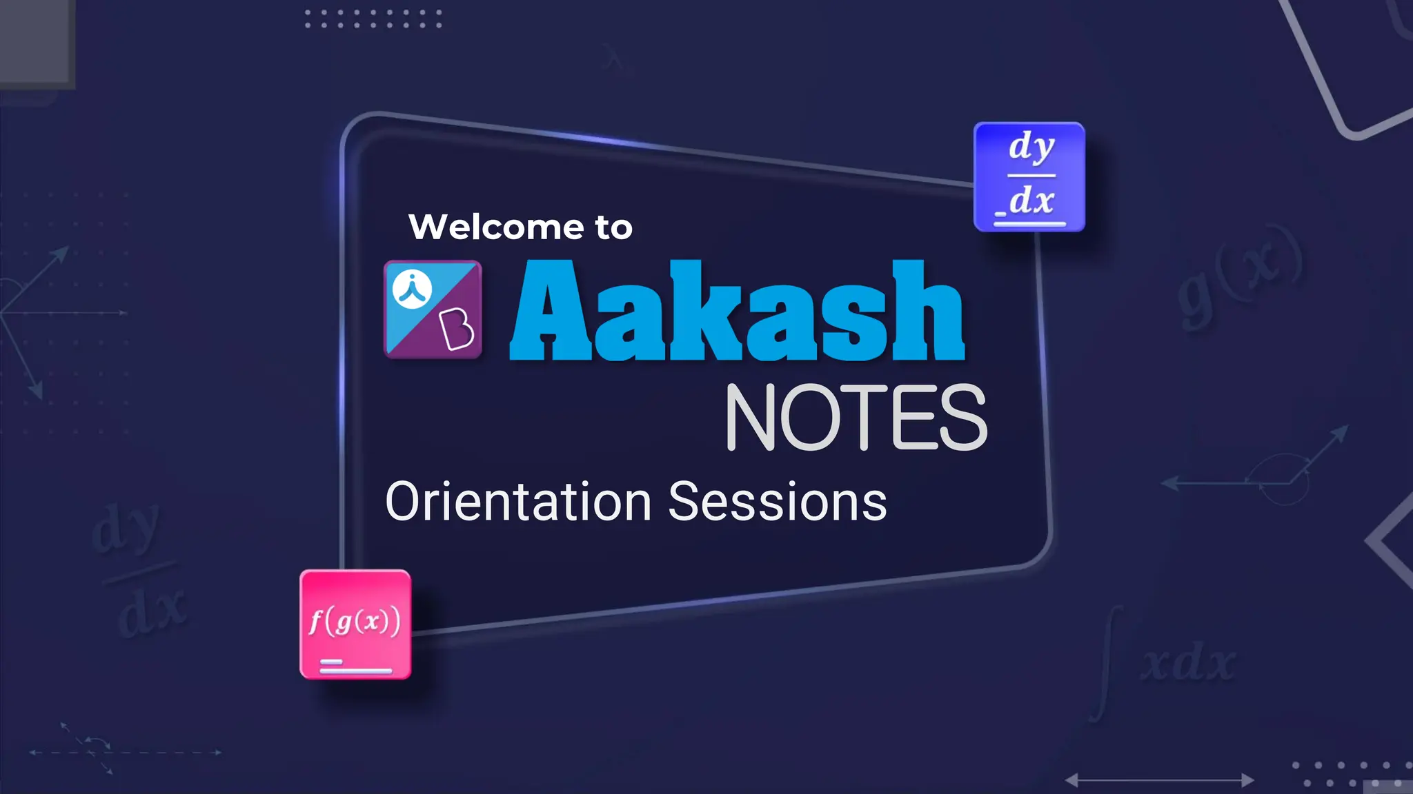 Welcome to
Orientation Sessions
NOTES
 