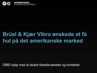 Brüel & Kjær Vibro ønskede at få
hul på det amerikanske marked



DIBD hjalp med at skabe tilstedeværelse og kontakter
 