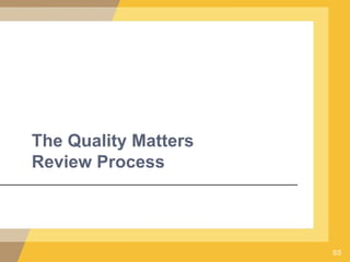 The Quality Matters
Review Process
SS
 