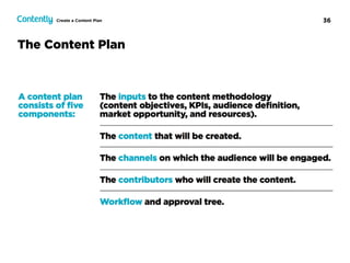 36Create a Content Plan
The Content Plan
 