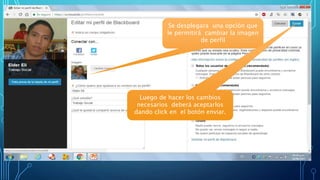 Se desplegara una opción que
le permitirá cambiar la imagen
de perfil
Luego de hacer los cambios
necesarios deberá aceptarlos
dando click en el botón enviar.
 