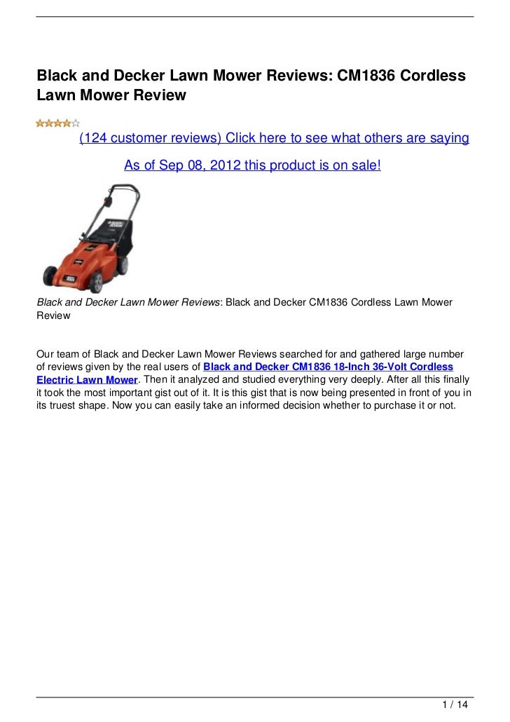 Black and Decker Lawn Mower Reviews CM1836 Cordless Lawn Mower Review
