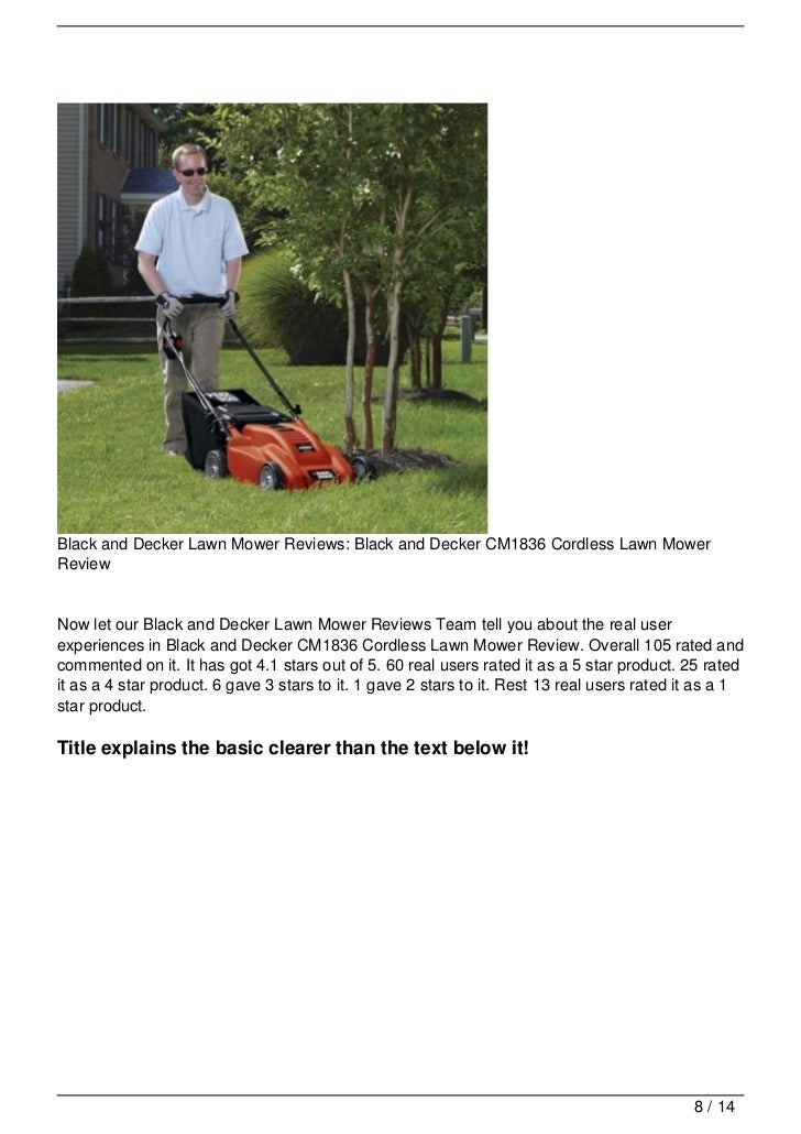 Black and Decker Lawn Mower Reviews CM1836 Cordless Lawn Mower Review