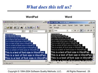 What does this tell us?
                 WordPad                               Word




Copyright © 1994-2004 Software Quality Methods, LLC.   All Rights Reserved. 29
 