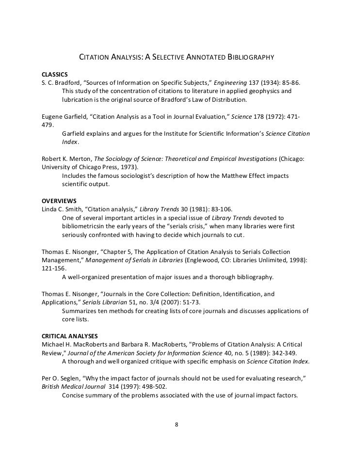 Practical Applications Of Citation Analysis Handout