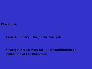 Black Sea, 
Transboundary Diagnostic Analysis, 
Strategic Action Plan for the Rehabilitation and 
Protection of the Black Sea 
 