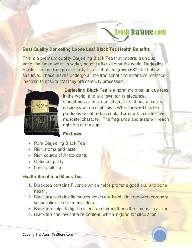Premium Quality Darjeeling Loose Leaf Black Tea Health Benefits