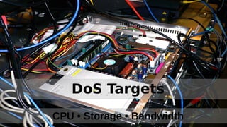 CPU • Storage • Bandwidth
DoS Targets
 