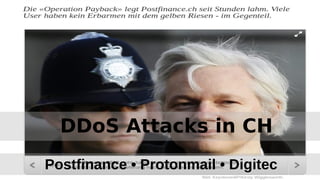 Postfinance • Protonmail • Digitec
DDoS Attacks in CH
 