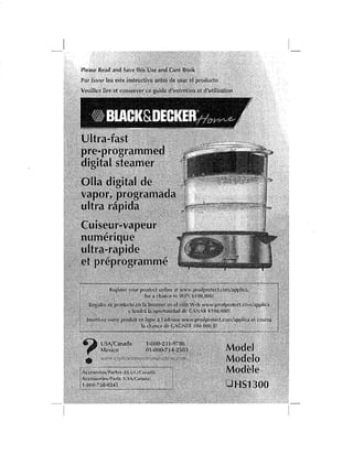 Black and decker hs1300 steamer manual