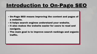 Introduction to On-Page SEO
 