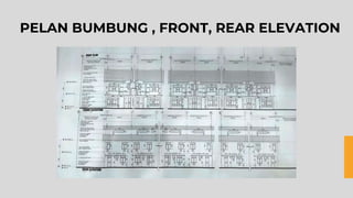 PELAN BUMBUNG , FRONT, REAR ELEVATION
 