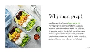 Ideal for people who are always on the go,
having pre-prepared meals not only saves you
a significant amount of time, but ...