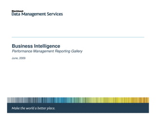 Business Intelligence
Performance Management Reporting Gallery
June, 2009
 