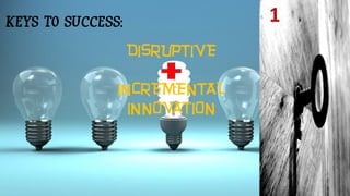 KEYS TO SUCCESS:
DISRUPTIVE
INCREMENTAL
INNOVATION
1
 
