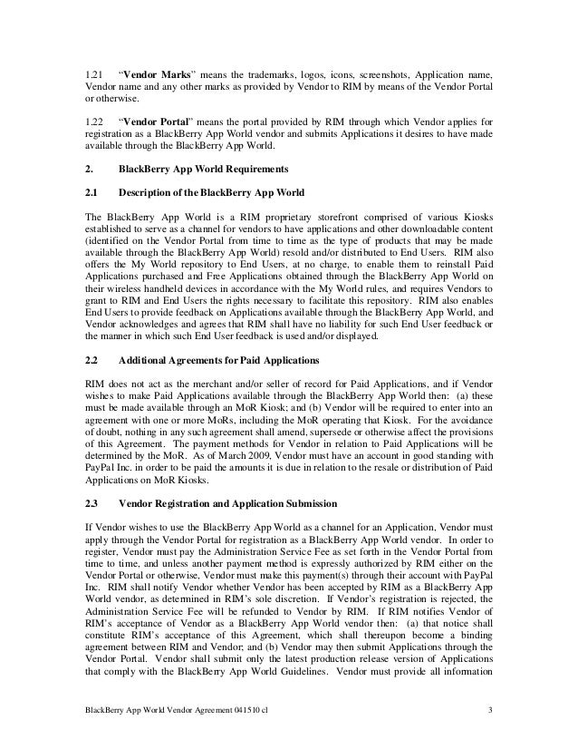 vendor agreement