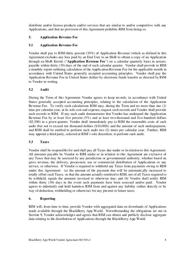 vendor agreement
