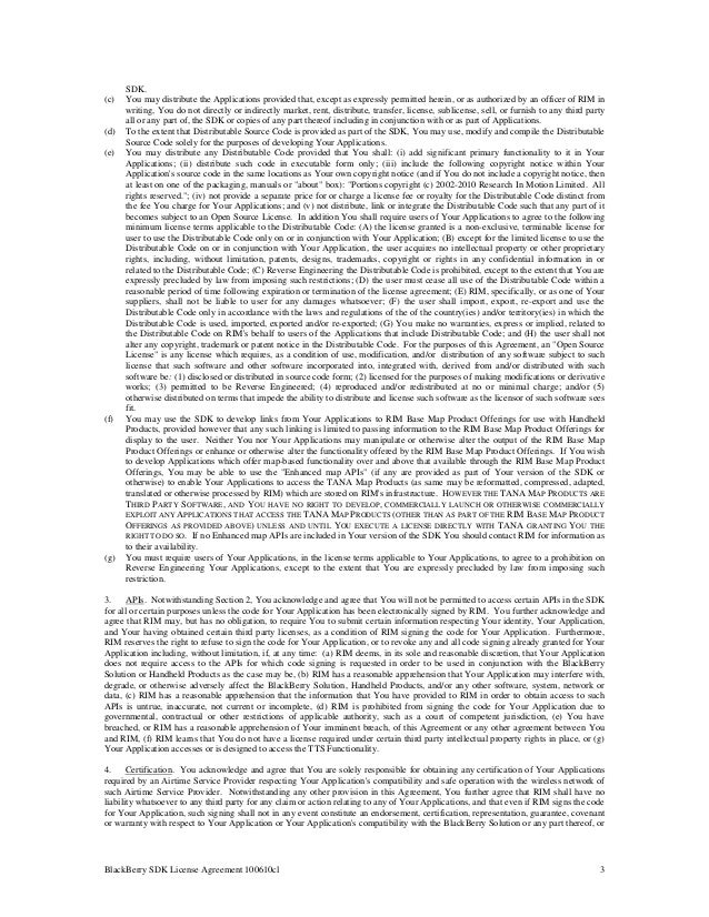 Blackberry SDK License Agreement