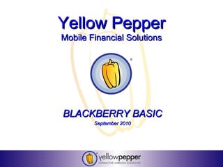 Yellow Pepper
Mobile Financial Solutions




BLACKBERRY BASIC
        September 2010
 