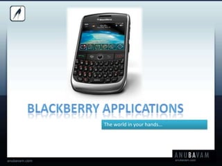 BLACKBERRY APPLICATIONS The world in your hands… 