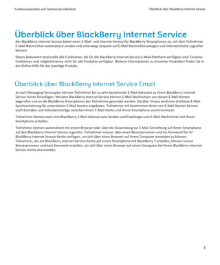 Funktionsüberblick und Technischer Überblick                                            Überblick über BlackBerry Internet...