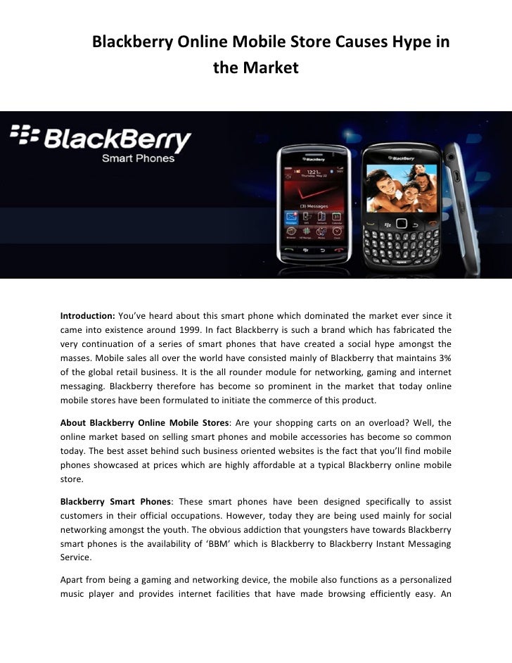 Blackberry Online Mobile Store Causes Hype In The Market