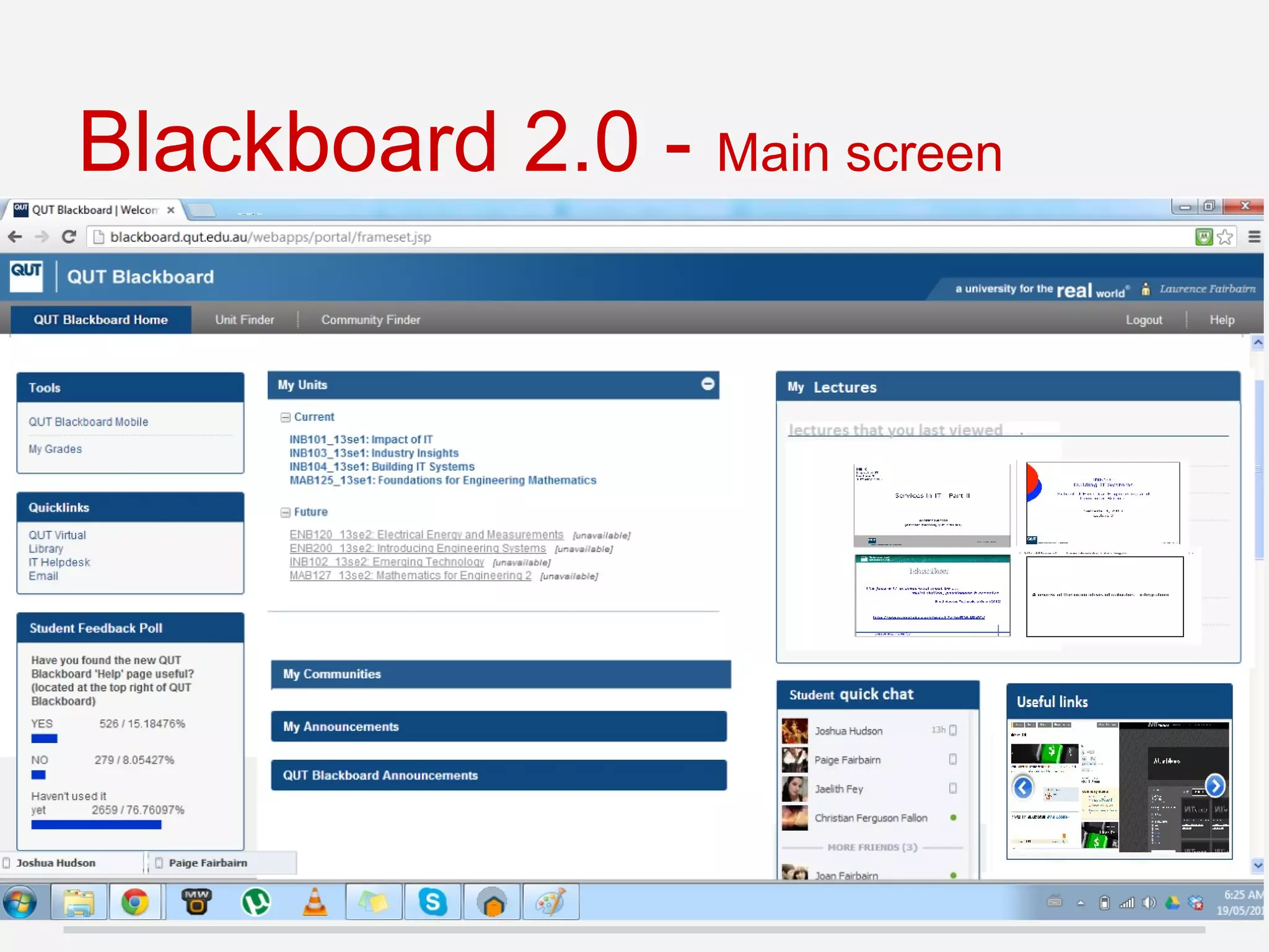 Blackboard 2.0 - Main screen
 