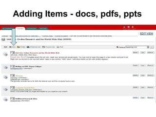 Adding Items - docs, pdfs, ppts 