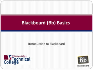 Blackboard (Bb) Basics Introduction to Blackboard 